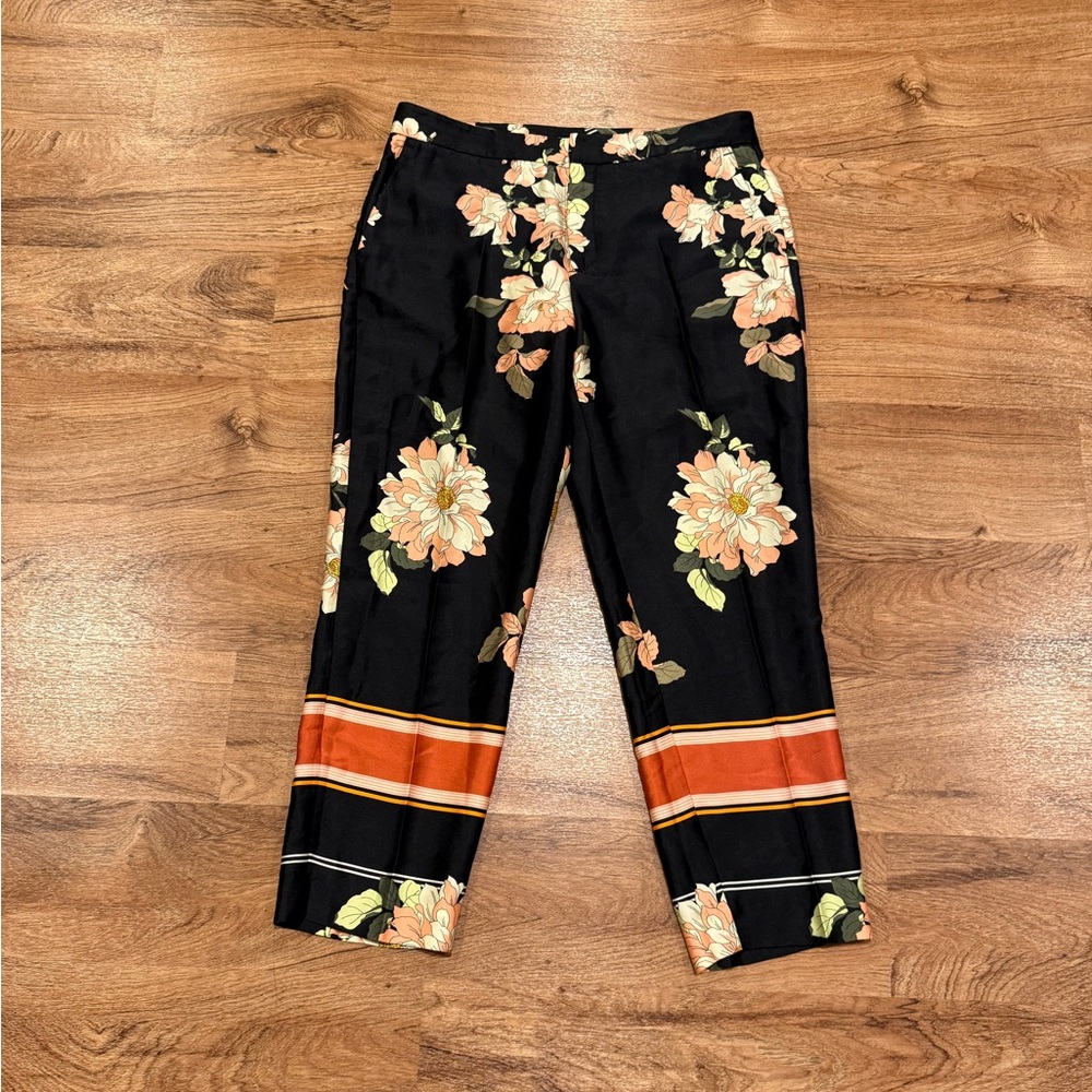 Zara Basic Floral Crop Pants Women's, sz. M